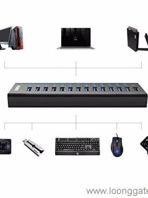13 منفذ 12V 5A لوحة الوصل usb 3.0 مع محول الطاقة - الصورة 3