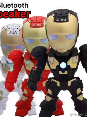 Iron Man Bluetooth Wireless Izithethi kunye LED Ukudanyaza Isibane