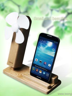 Wood mobile Phone Stand with USB Fan - Image 5